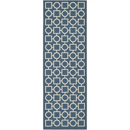 Safavieh 2 Ft. -3 In. X 6 Ft. -7 In. Runner Indoor-Outdoor Courtyard- Navy And Beige- Machine Made Rug CY6925-268-27